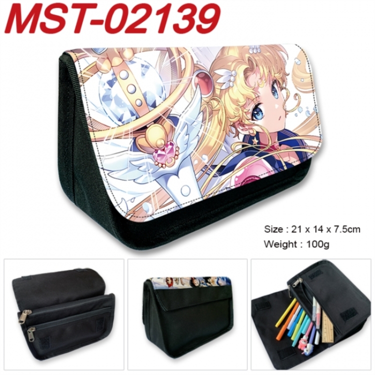 sailormoon Anime Velcro canvas zipper pencil case Pencil Bag 21x14x7.5cm MST-02139