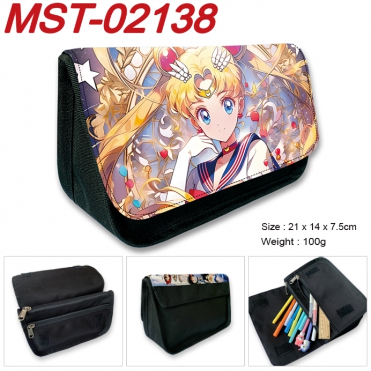 sailormoon Anime Velcro canvas zipper pencil case Pencil Bag 21x14x7.5cm MST-02138