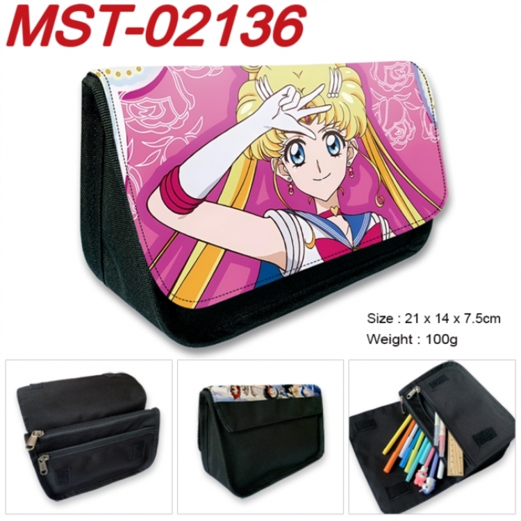 sailormoon Anime Velcro canvas zipper pencil case Pencil Bag 21x14x7.5cm  MST-02136