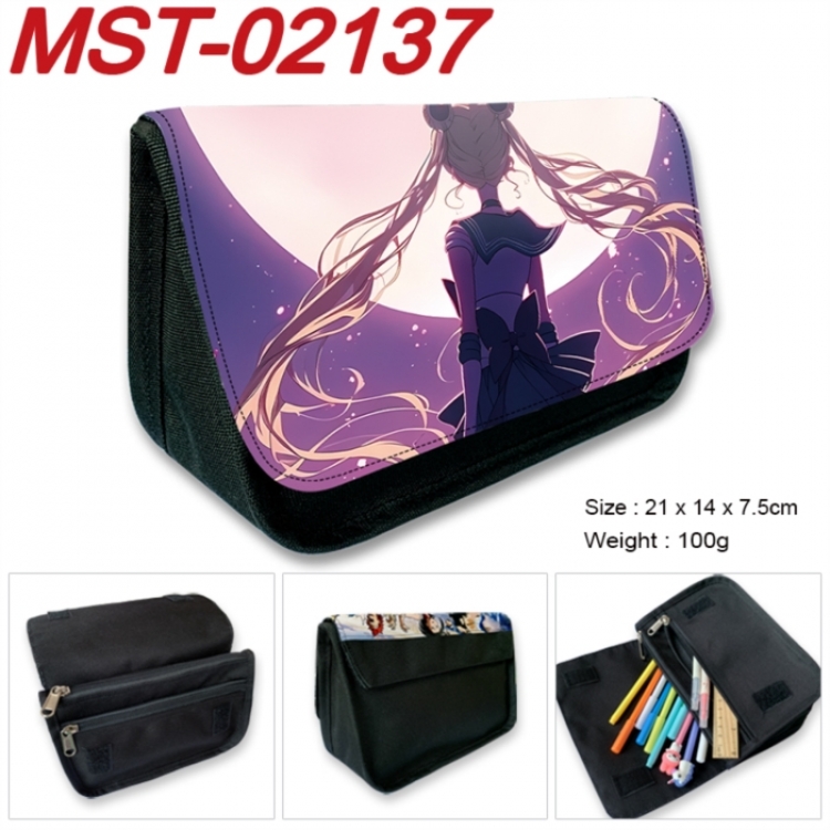 sailormoon Anime Velcro canvas zipper pencil case Pencil Bag 21x14x7.5cm MST-02137