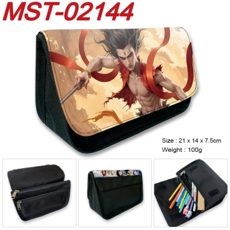 Nezha Anime Velcro canvas zipper pencil case Pencil Bag 21x14x7.5cm MST-02144