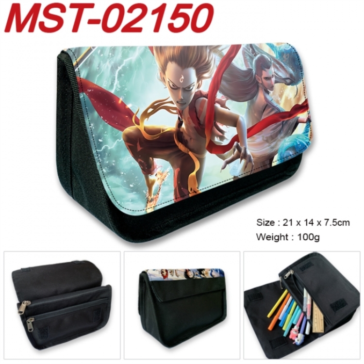 Nezha Anime Velcro canvas zipper pencil case Pencil Bag 21x14x7.5cm MST-02150