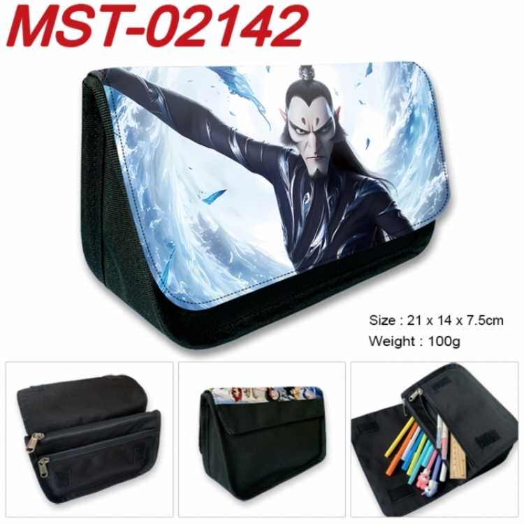 Nezha Anime Velcro canvas zipper pencil case Pencil Bag 21x14x7.5cm MST-02142