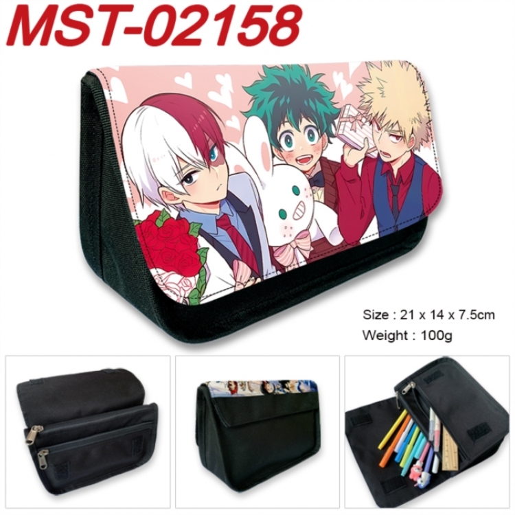 My Hero Academia Anime Velcro canvas zipper pencil case Pencil Bag 21x14x7.5cm MST-02158