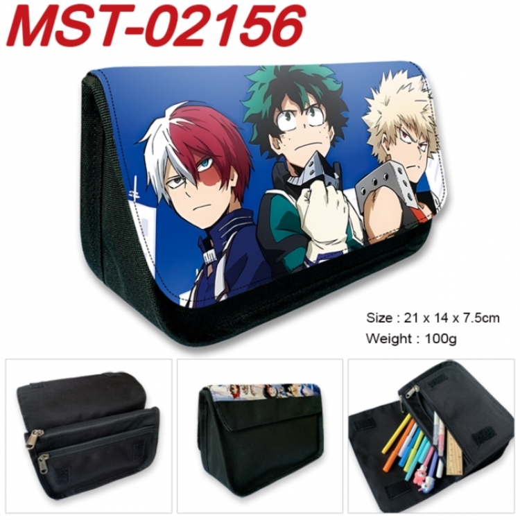 My Hero Academia Anime Velcro canvas zipper pencil case Pencil Bag 21x14x7.5cm MST-02156