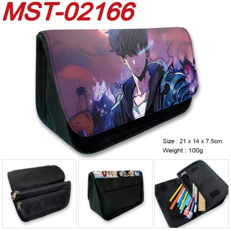 Solo Leveling:Arise Anime Velcro canvas zipper pencil case Pencil Bag 21x14x7.5cm MST-02166