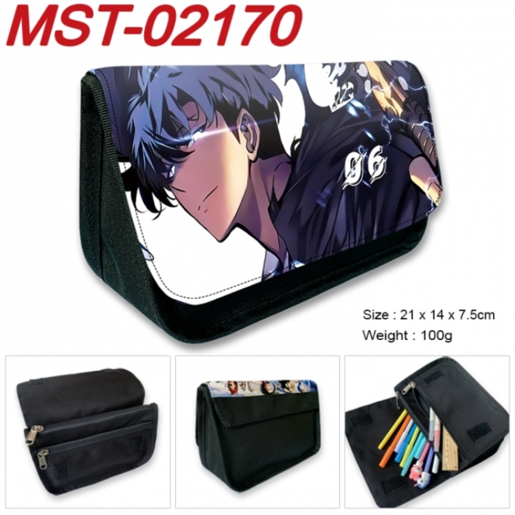 Solo Leveling:Arise Anime Velcro canvas zipper pencil case Pencil Bag 21x14x7.5cm MST-02170