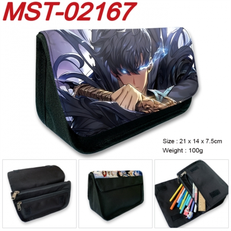 Solo Leveling:Arise Anime Velcro canvas zipper pencil case Pencil Bag 21x14x7.5cm MST-02164