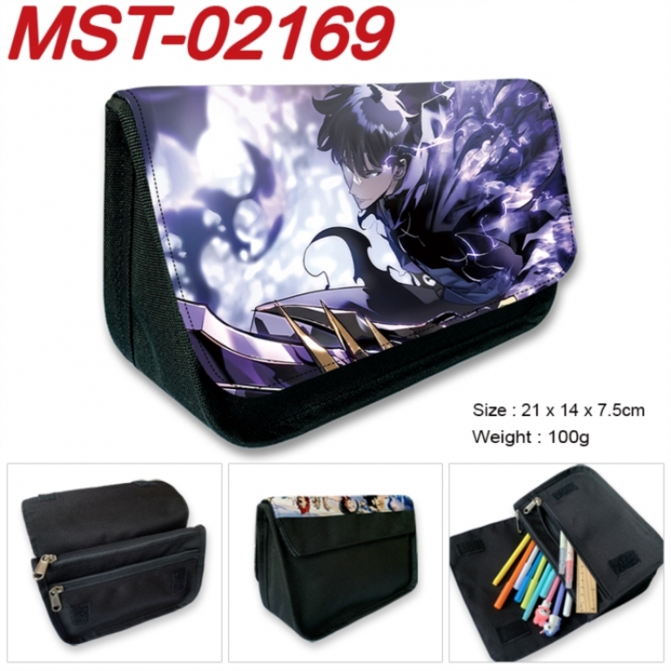 Solo Leveling:Arise Anime Velcro canvas zipper pencil case Pencil Bag 21x14x7.5cm MST-02169