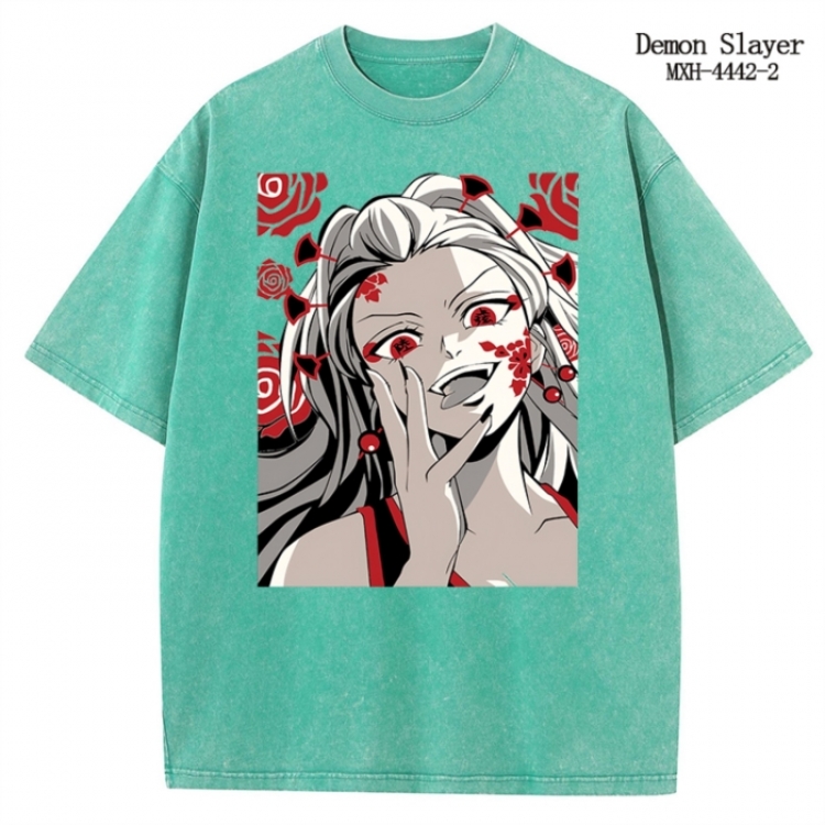 Demon Slayer Kimets Anime peripheral pure cotton washed and worn T-shirt from S to 2XL MXH-4442-2