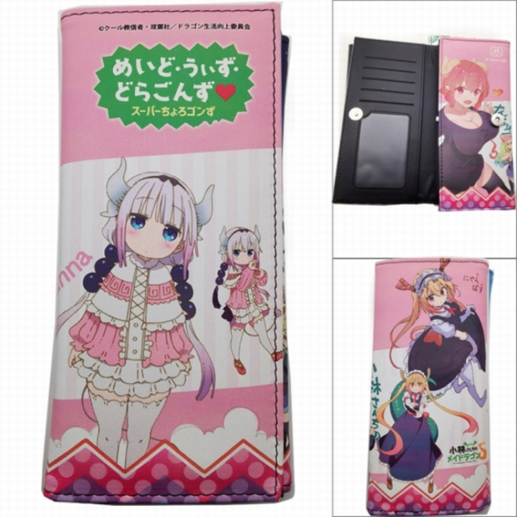 Miss Kobayashis Dragon Maid Naruto Anime Long Tri-Fold Wallet Wallet with Colorful Snaps