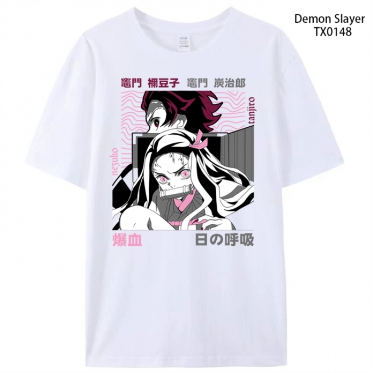 Demon Slayer Kimets Anime peripheral printed pure cotton T-shirt from S to 4XL