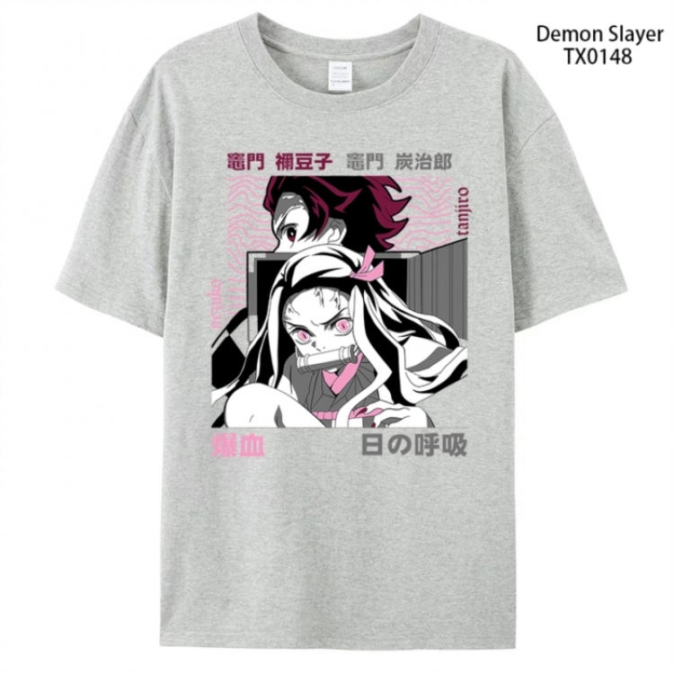 Demon Slayer Kimets Anime peripheral printed pure cotton T-shirt from S to 4XL