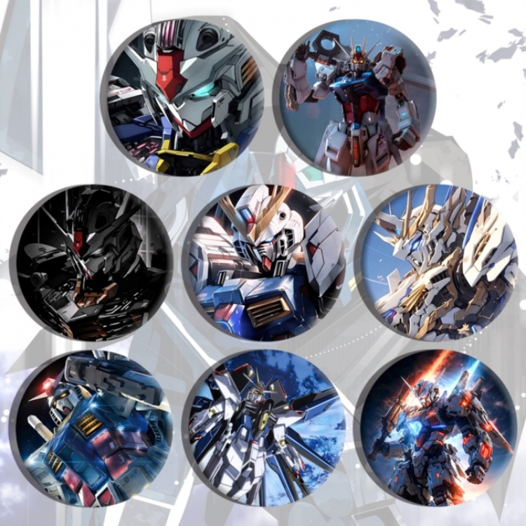 Gundam Anime tinplate brooch badge a set of 8