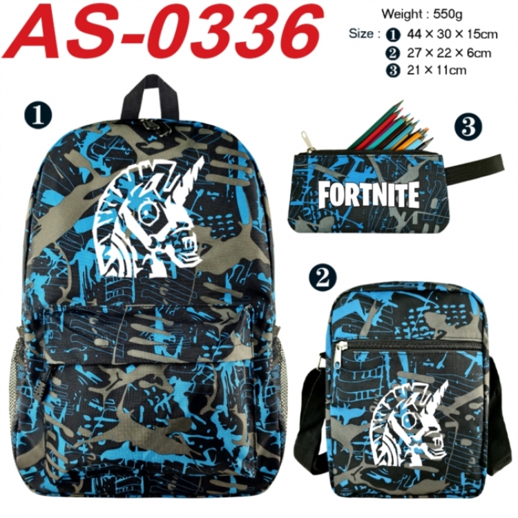 Fortnite Anime canvas backpack backpack+lunch bag+pencil case set 550g