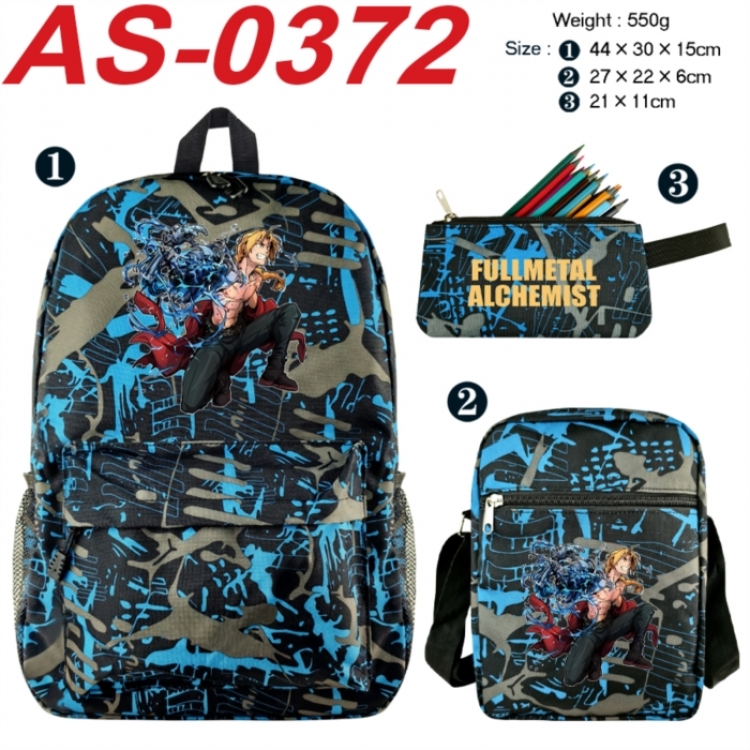 Fullmetal Alchemist  Anime canvas backpack backpack+lunch bag+pencil case set 550g