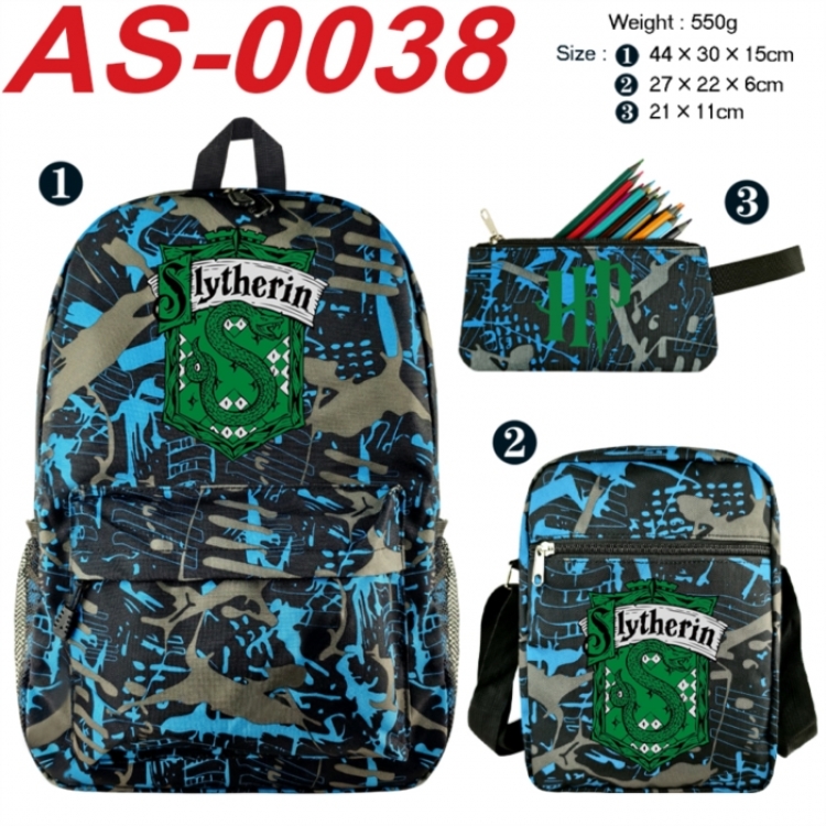 Harry Potter Anime canvas backpack backpack+lunch bag+pencil case set 550g