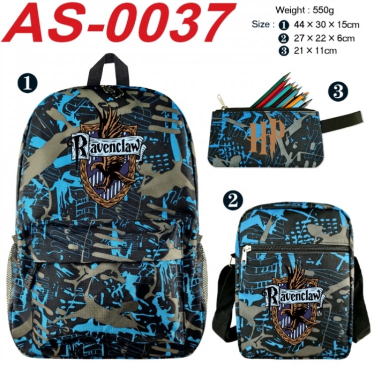 Harry Potter Anime canvas backpack backpack+lunch bag+pencil case set 550g