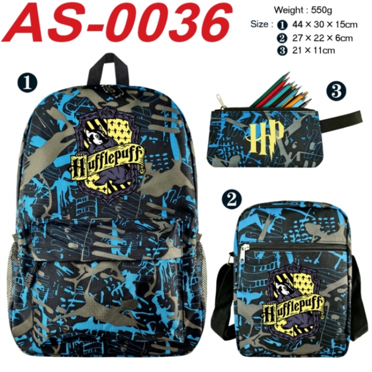 Harry Potter Anime canvas backpack backpack+lunch bag+pencil case set 550g
