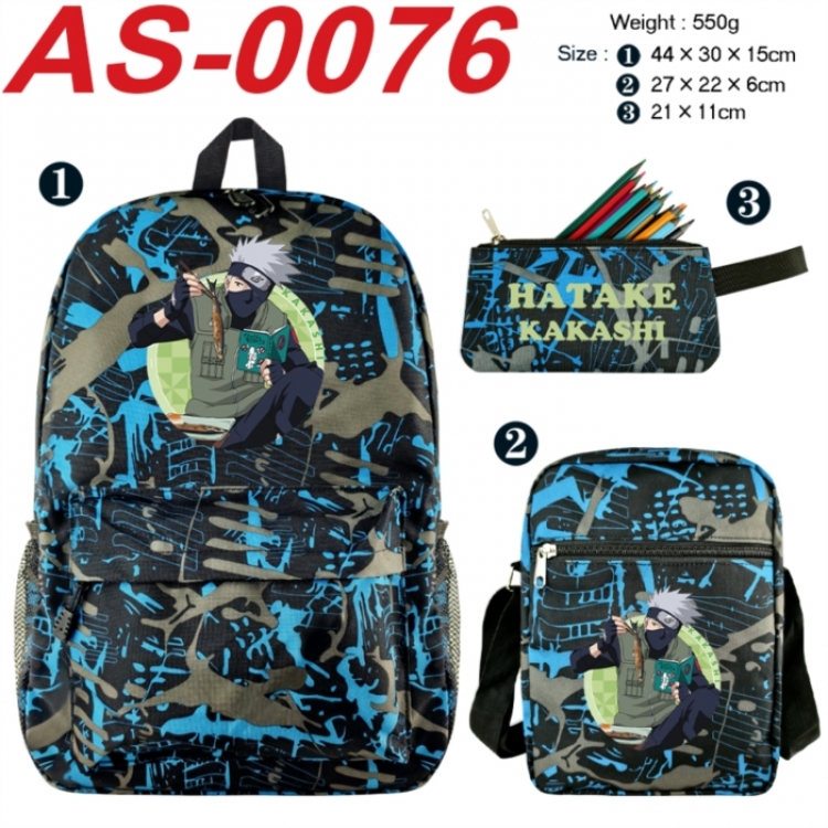 Naruto Anime canvas backpack backpack+lunch bag+pencil case set 550g