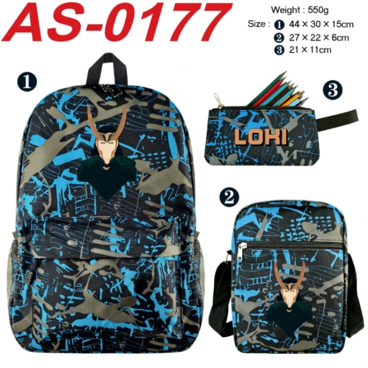 Marvel Anime canvas backpack backpack+lunch bag+pencil case set 550g