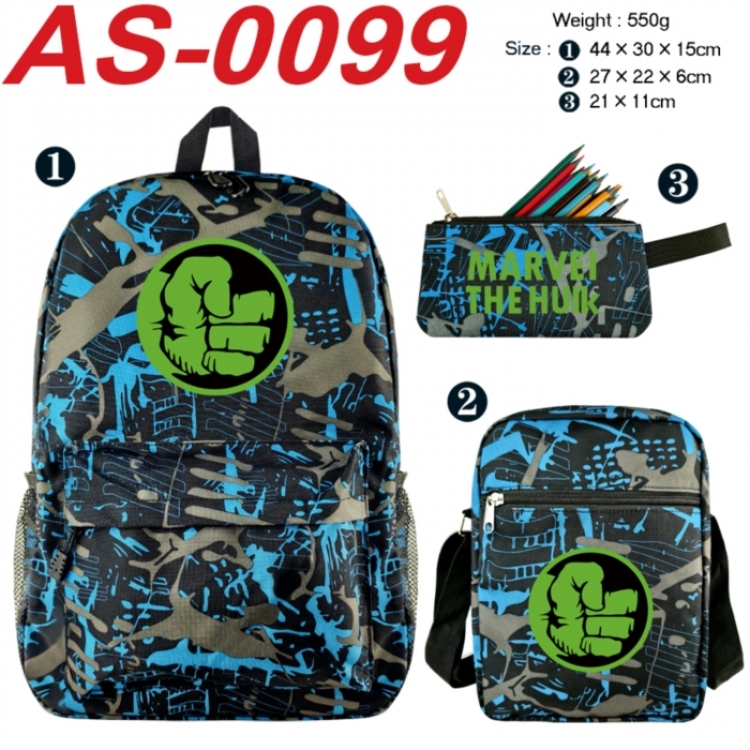Marvel Anime canvas backpack backpack+lunch bag+pencil case set 550g