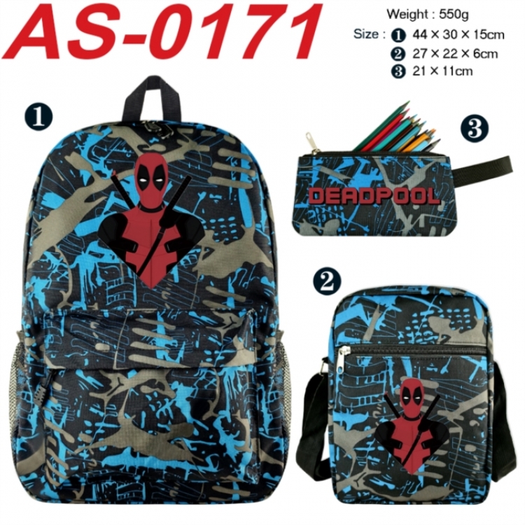 Marvel Anime canvas backpack backpack+lunch bag+pencil case set 550g