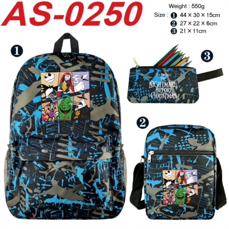 The Nightmare Before Christmas Anime canvas backpack backpack+lunch bag+pencil case set 550g