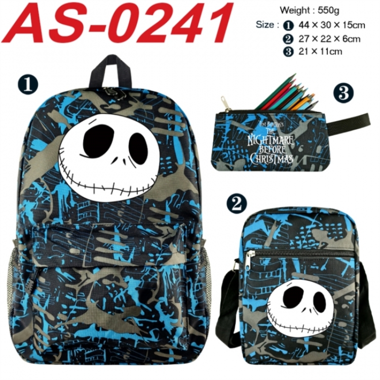 The Nightmare Before Christmas Anime canvas backpack backpack+lunch bag+pencil case set 550g
