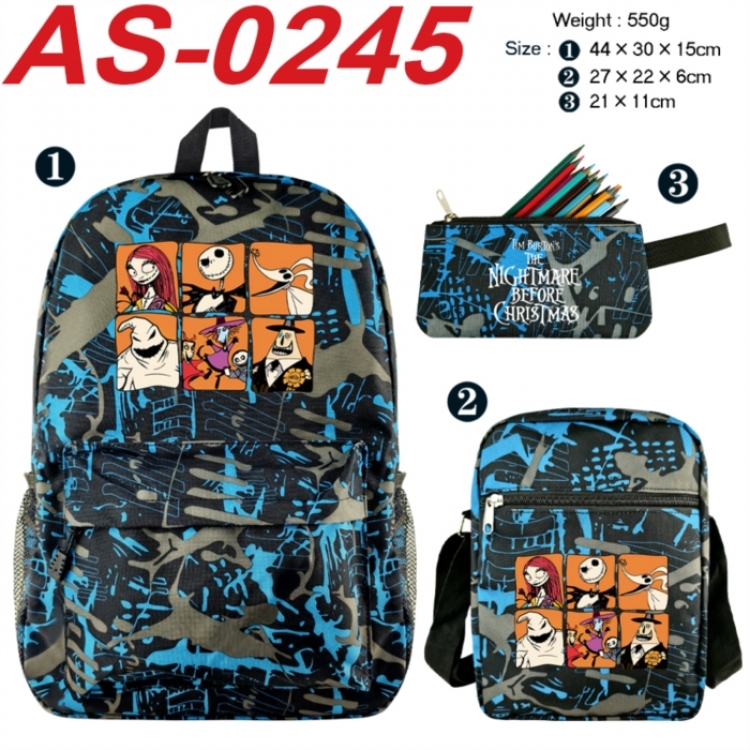 The Nightmare Before Christmas Anime canvas backpack backpack+lunch bag+pencil case set 550g