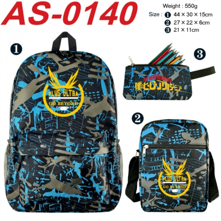 My Hero Academia Anime canvas backpack backpack+lunch bag+pencil case set 550g