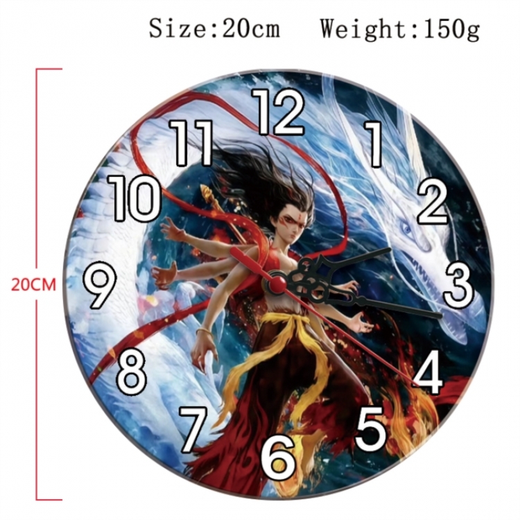 Nezha Anime print alarm clock wall clock personality clock packaging size 25X25X4cm
