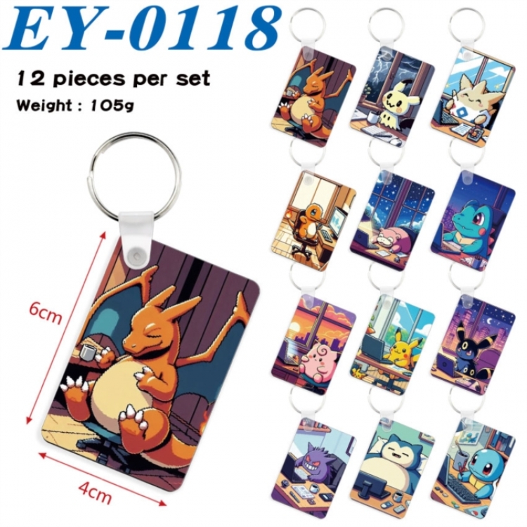 Pokemon Anime rectangular keychain pendant 6x4cm a set of 12