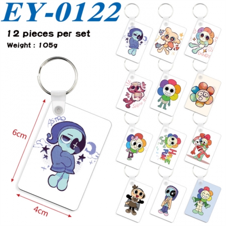 Dandy's World Anime rectangular keychain pendant 6x4cm a set of 12