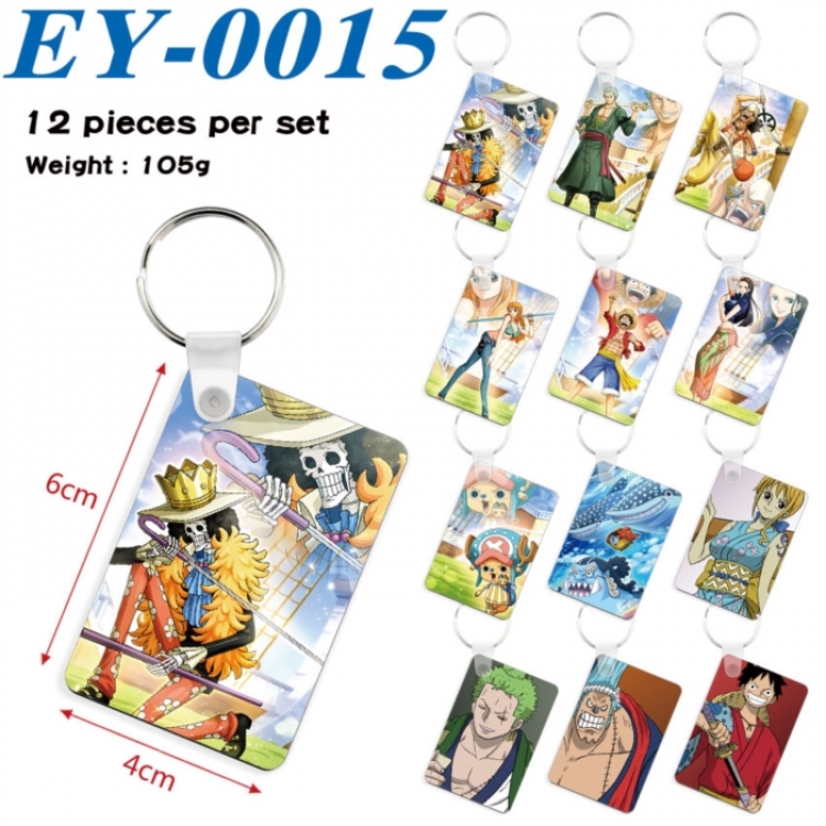 One Piece Anime rectangular keychain pendant 6x4cm a set of 12