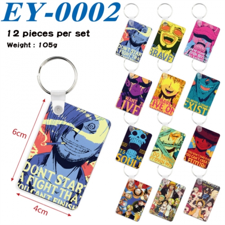 One Piece Anime rectangular keychain pendant 6x4cm a set of 12