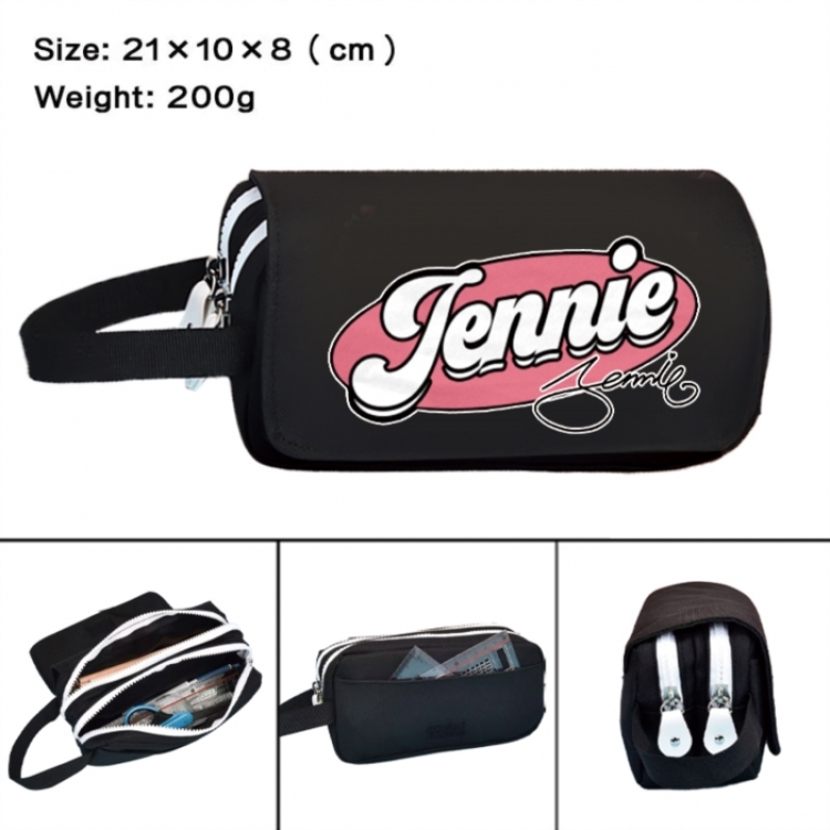 BLACK PINK Anime peripheral handheld large capacity double-layer Oxford cloth pencil case 21X10X8cm
