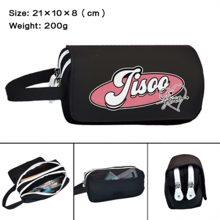 BLACK PINK Anime peripheral handheld large capacity double-layer Oxford cloth pencil case 21X10X8cm