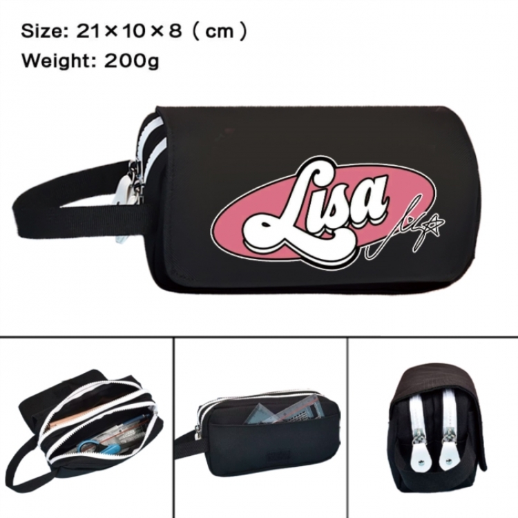 BLACK PINK Anime peripheral handheld large capacity double-layer Oxford cloth pencil case 21X10X8cm
