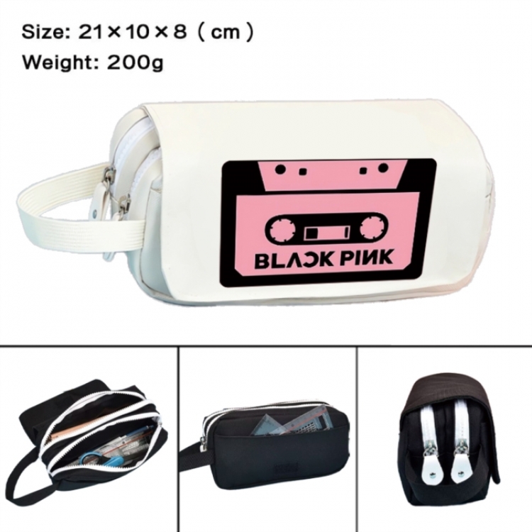 BLACK PINK Anime peripheral handheld large capacity double-layer Oxford cloth pencil case 21X10X8cm