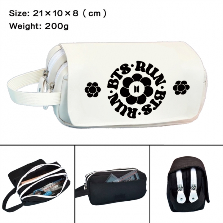 BTS Anime peripheral handheld large capacity double-layer Oxford cloth pencil case 21X10X8cm