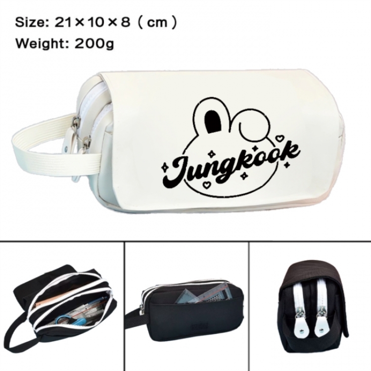 BTS Anime peripheral handheld large capacity double-layer Oxford cloth pencil case 21X10X8cm