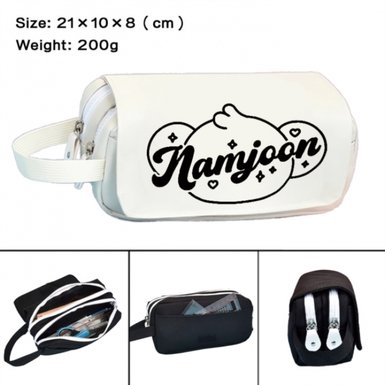 BTS Anime peripheral handheld large capacity double-layer Oxford cloth pencil case 21X10X8cm