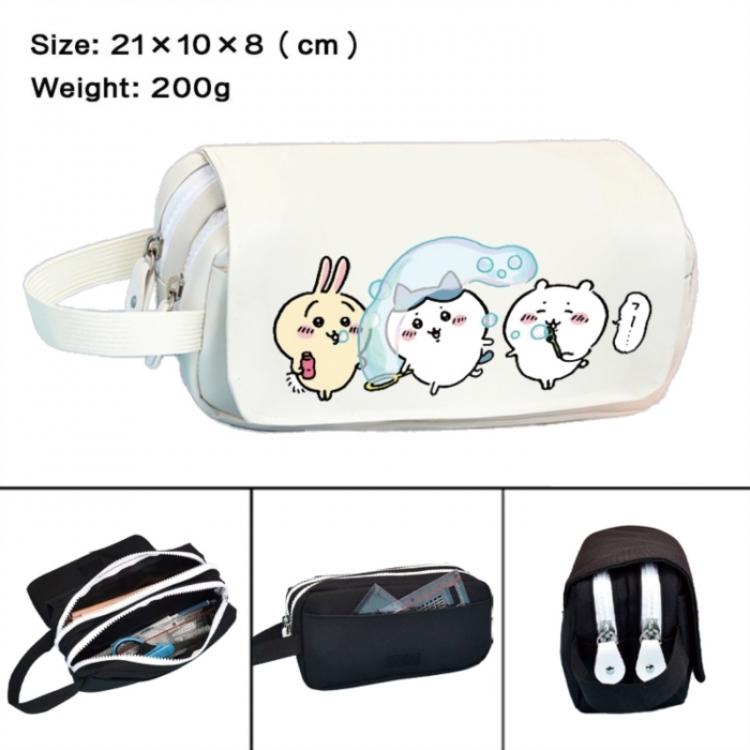 Chiikawa Anime peripheral handheld large capacity double-layer Oxford cloth pencil case 21X10X8cm