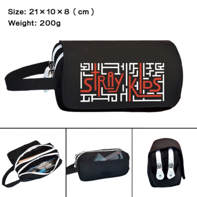 straykids Anime peripheral handheld large capacity double-layer Oxford cloth pencil case 21X10X8cm