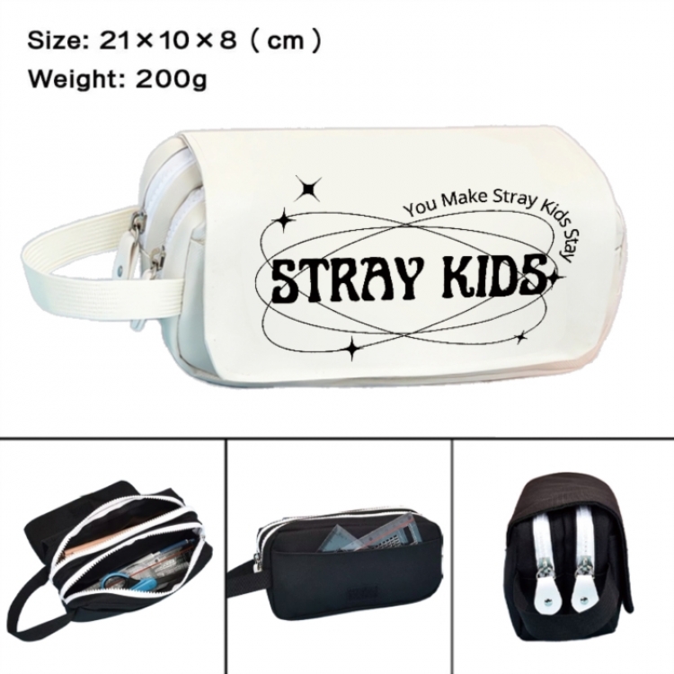 straykids Anime peripheral handheld large capacity double-layer Oxford cloth pencil case 21X10X8cm