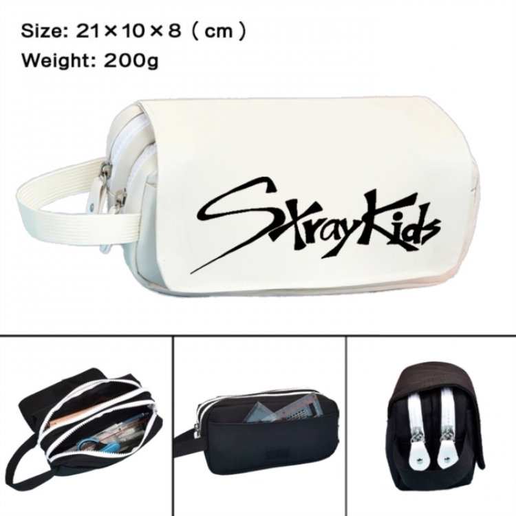 straykids Anime peripheral handheld large capacity double-layer Oxford cloth pencil case 21X10X8cm