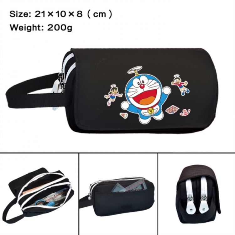 Doraemon Anime peripheral handheld large capacity double-layer Oxford cloth pencil case 21X10X8cm