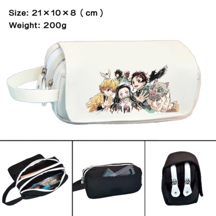 Demon Slayer Kimets Anime peripheral handheld large capacity double-layer Oxford cloth pencil case 21X10X8cm
