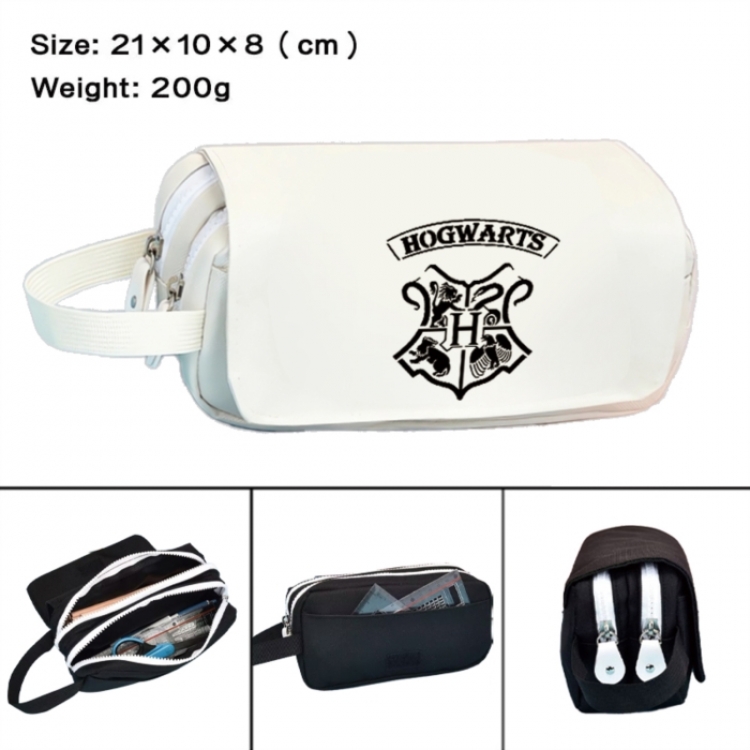 Harry Potter Anime peripheral handheld large capacity double-layer Oxford cloth pencil case 21X10X8cm